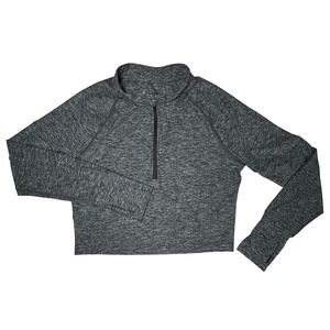 Paragon‎ Heather Gray Long Sleeve Cropped Athletic Pullover Top Women's